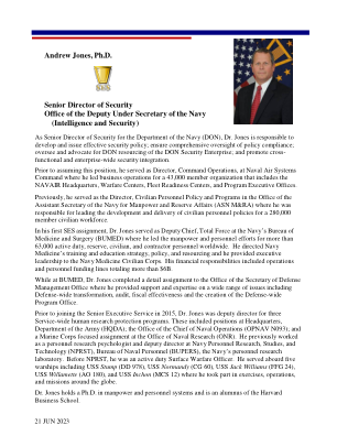 Andrew Jones，博士。安全办公室高级主任...